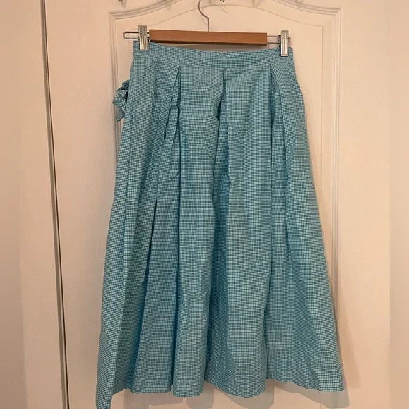 Vintage blue gingham midi a-line skirt - Picture 2 of 6